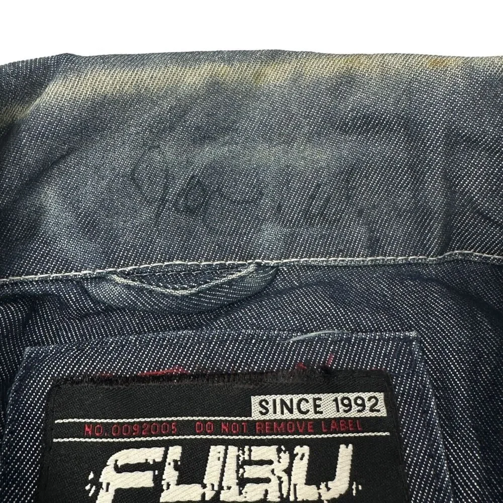FUBU The Collection Blue‎ Denim Jacket Button Y2K 90s 3XL XXXL